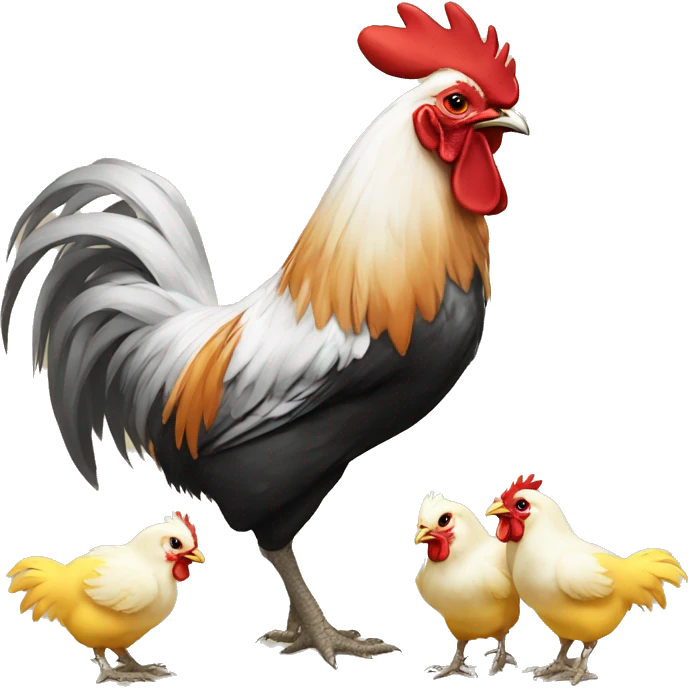 rooster with chicks emoji