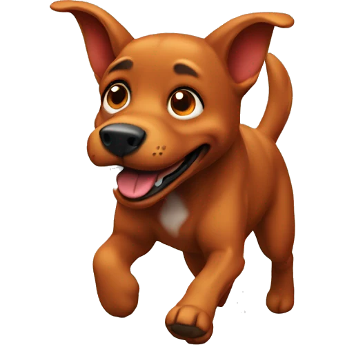 solid red dog with pointed ears running emoji