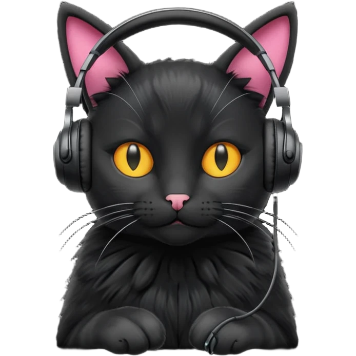 black cat in headphones emoji