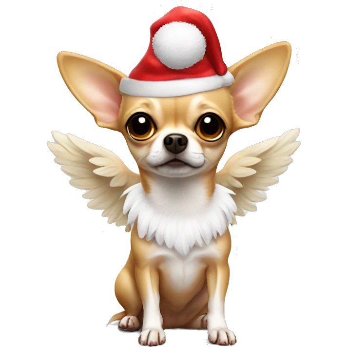 Chihuahua with santa hat and angel wings  emoji