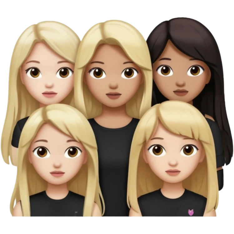 BLACKPINK 4 girls, hair colors: 1 blonde, 2 black, 2 brown emoji