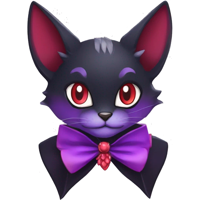  Cartoon kawaii edgy black purple red ethereal fantasy beautiful elegant nargacuga-Noivern-cat-Fakemon collar harness bow tie jewelries emoji