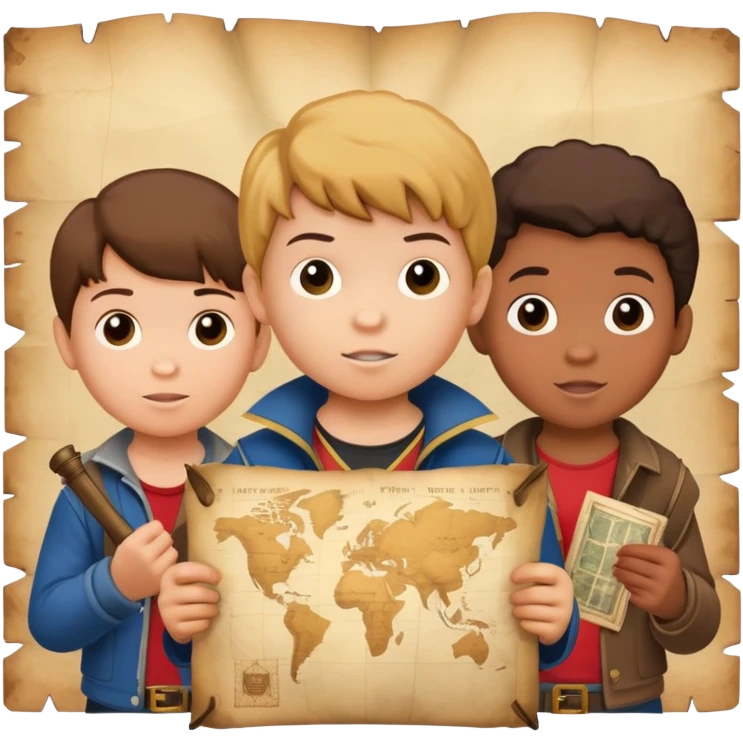 kids from goonies holding a treasure map emoji