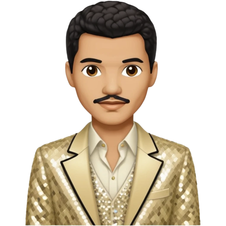 El DeBarge with dark brown hair, cream sequin outfit emoji