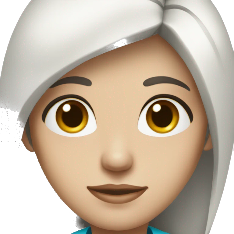Female doctor, white skin, blue eyes, long brown hair emoji