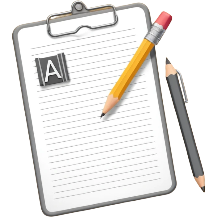 exam paper with the word “ABC” and a pencil emoji