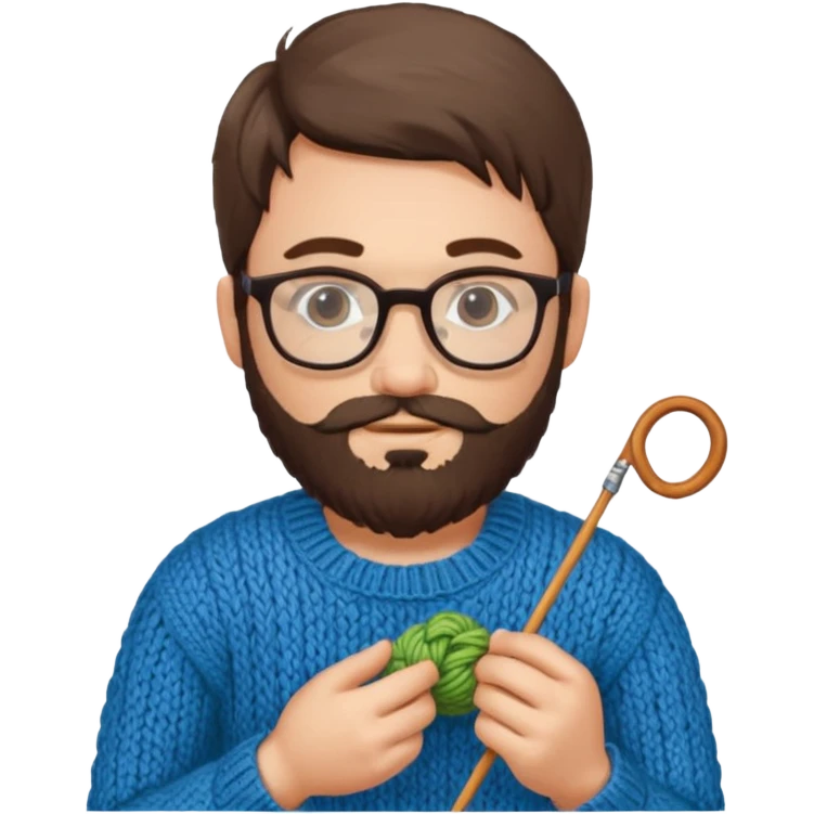 man with beard knitting emoji