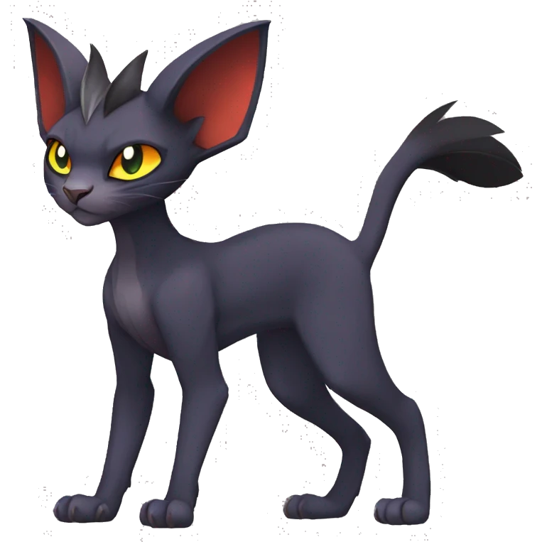 Black edgy Noivern-Litten-Sphynx-Lykoi-Caracal-cat-Fakemon full-body emoji