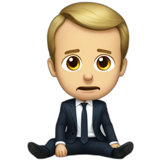 Emmanuel macron crying full body sitting emoji