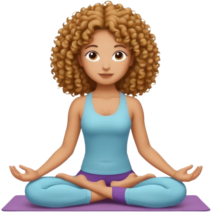 A curly girl doing yoga emoji