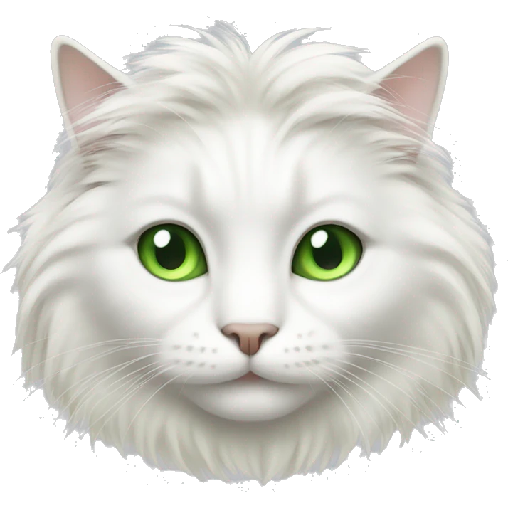 long haired white cat with green eyes emoji