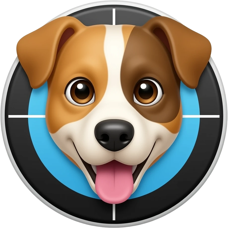 Custom iOS emoji with no blur and a white background. The topic of the emoji is "target dog". It MUST maintain the general apple iOS emoji style. emoji