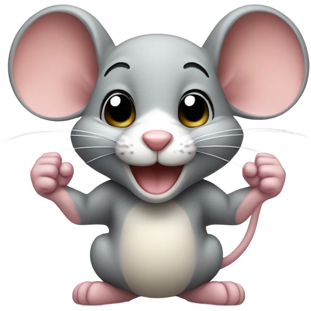 Cute mouse clenching fist smiling and blushing emoji