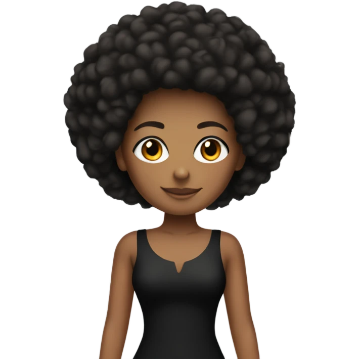 Girl with tan skin and Afro full body black bodycon dress emoji
