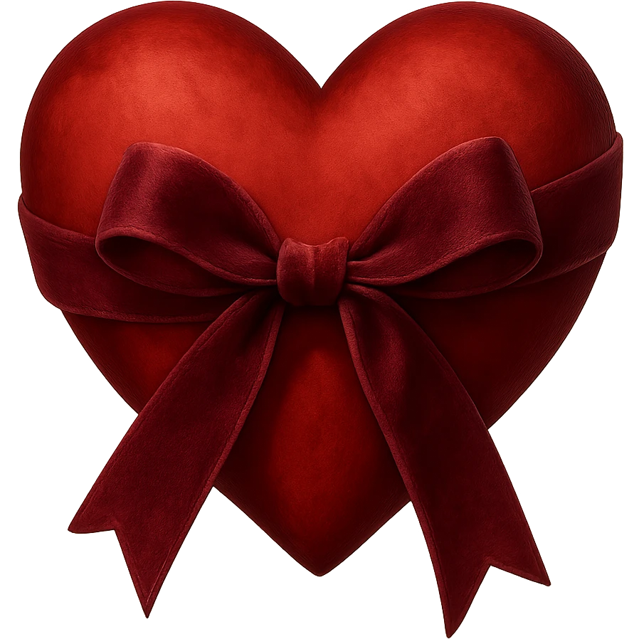 digital illustration of a heart with a velvet ribbon, no background emoji