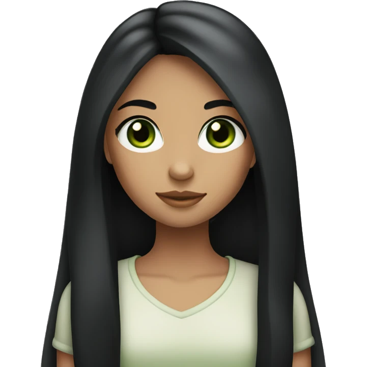 Girl with long black hair and green brown eyes emoji