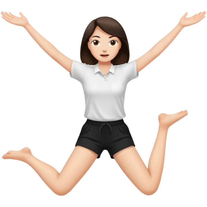 Brunette woman with legs spread wide in the air emoji