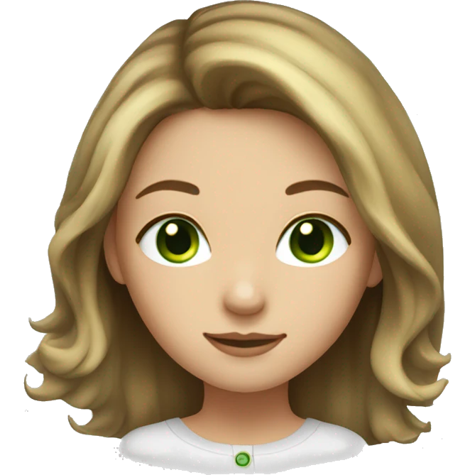 Girl with brown hair and blonde highlights with green eyes emoji