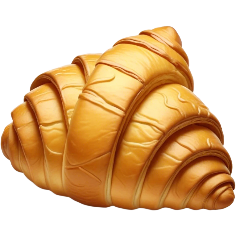 Cinematic golden croissant, perfectly flaky with crisp layers, slightly cracked to reveal buttery soft interior, warm golden glow, highly detailed and inviting. emoji