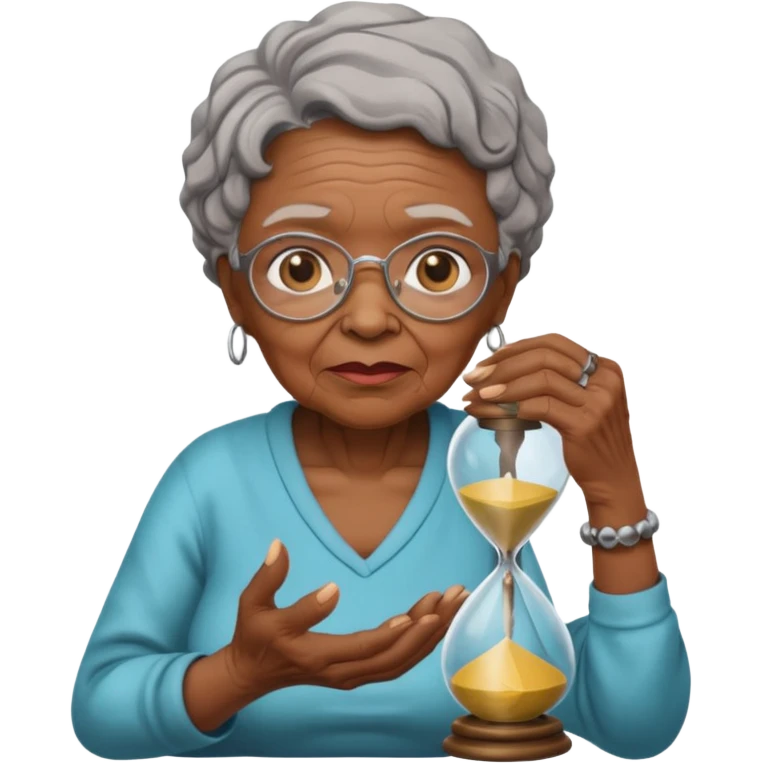 black grandma holding hourglass emoji