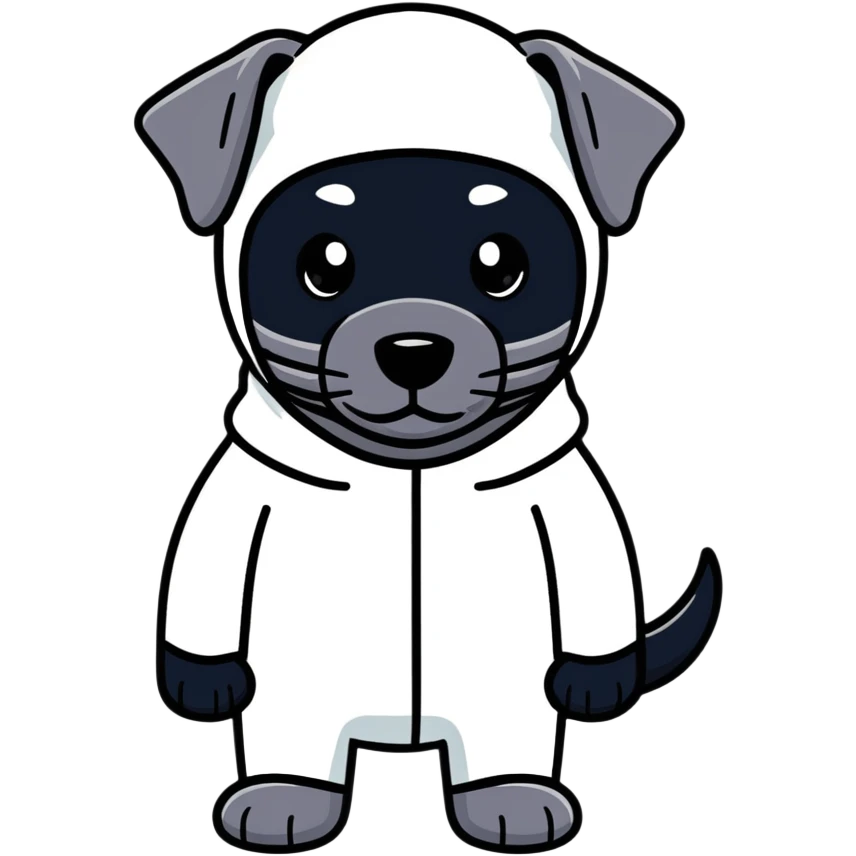 Black Dog wearing a ski mask emoji