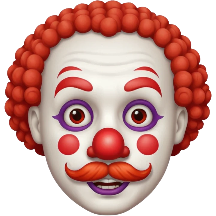 Classic clown — curly mustache, red nose emoji