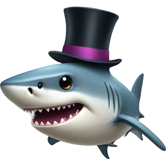 Shark with a top hat emoji
