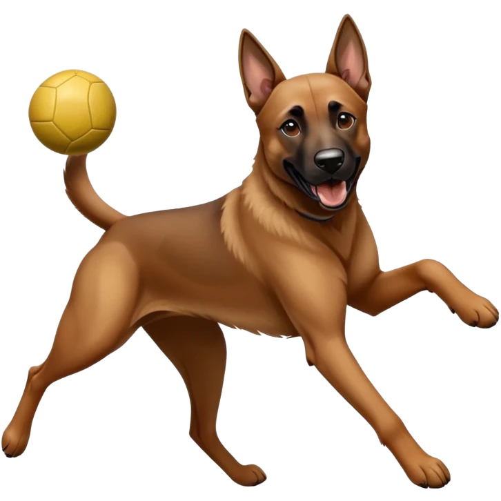 Adult malinoi catching a Ball & puppy malinoi run behind emoji