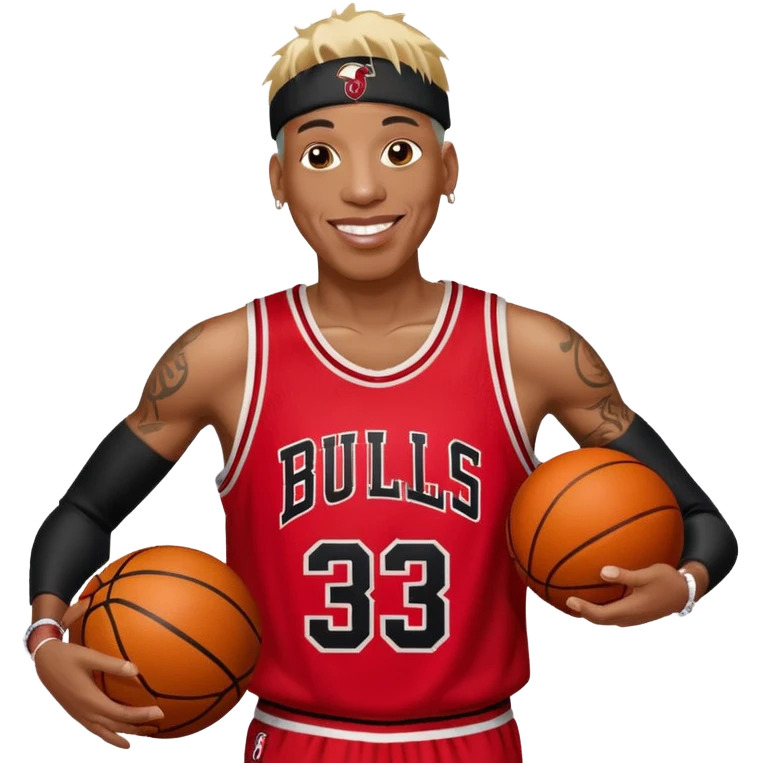Dennis Rodman with a basketball and 91 Chicago bull  emoji