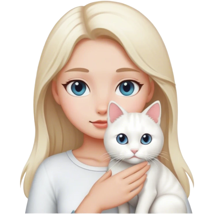 Blonde girl with white cat  emoji