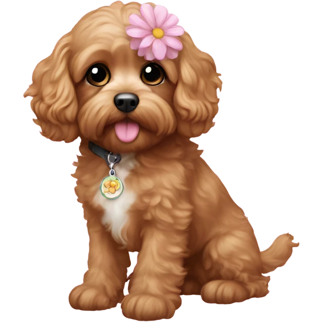  Cavapoo with light pink flower  emoji