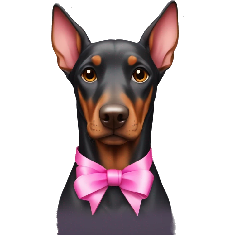 doberman with pink ribbon in the head  emoji