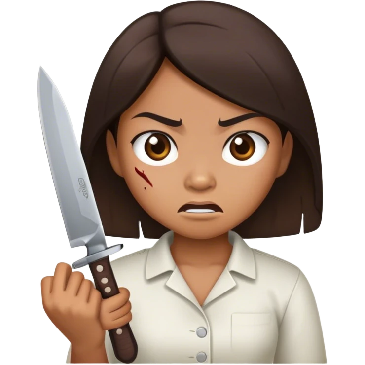 angry filipina girl holding knife emoji