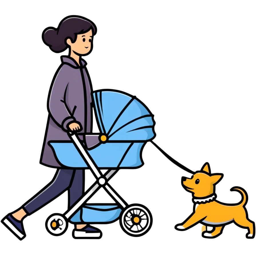 walking dog with stroller emoji