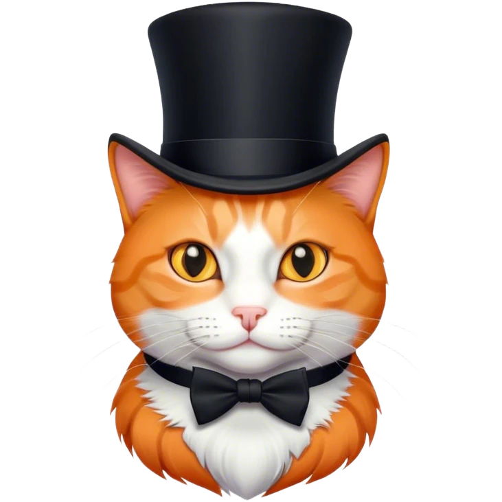 elegant orange cat with top hat black emoji