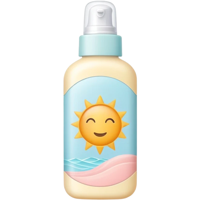 Sunscreen bottle with soft pastel colors, not bright emoji