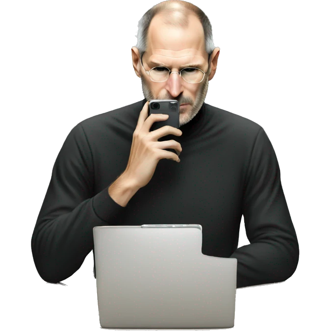 Steve jobs tying on his phone emoji