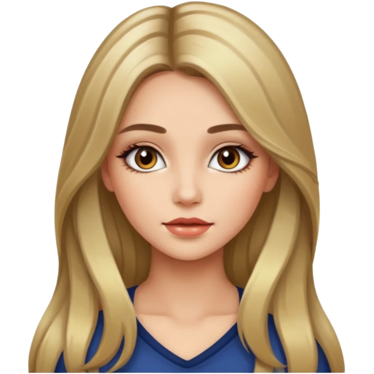 pretty girl with long hair and highlights makeup  emoji