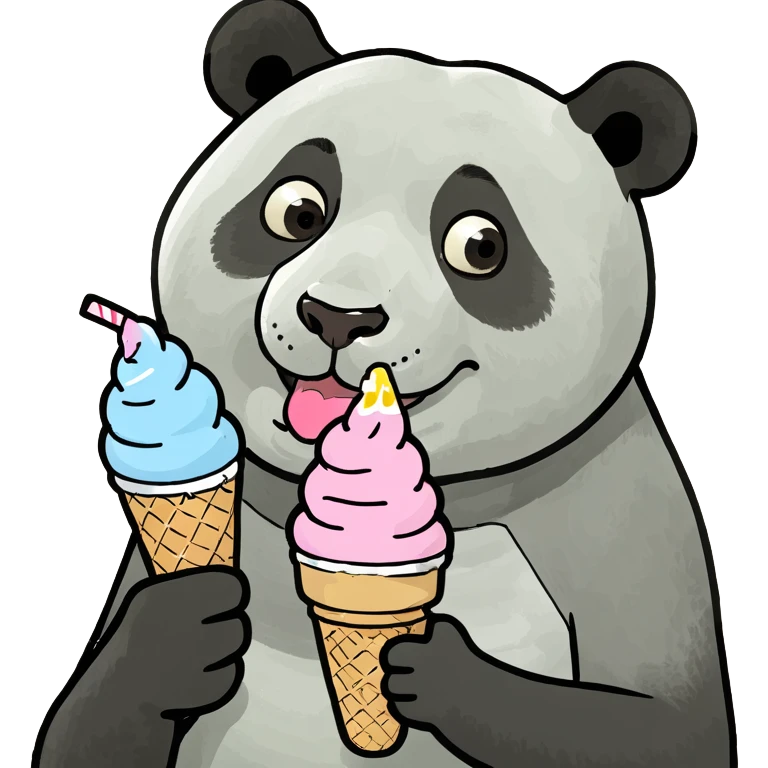 Panda eating ice cream emoji