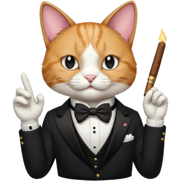 A cat in the black suite with a cigar in a paw with the other paw in the "classic" hand gesture. emoji