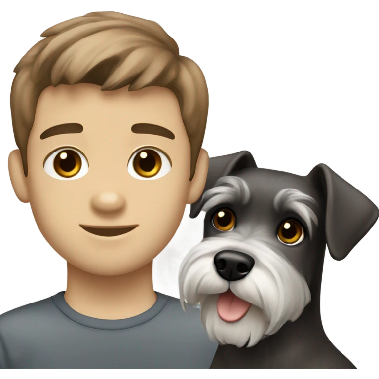 Mini Schnauzer and white boy with brown hair emoji
