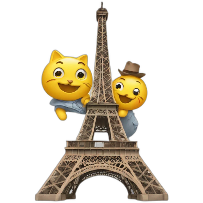 Un chat à côté de la Tour Eiffel emoji
