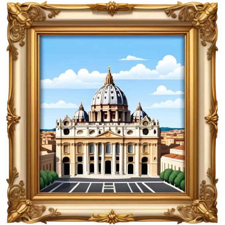 Cinematic Realistic St. Peter's Basilica Landmark Emoji, depicted with majestic, ornate architecture rendered with lifelike detail and regal lighting. emoji