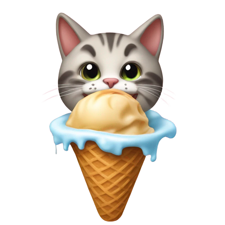 Cat eating ice cream emoji