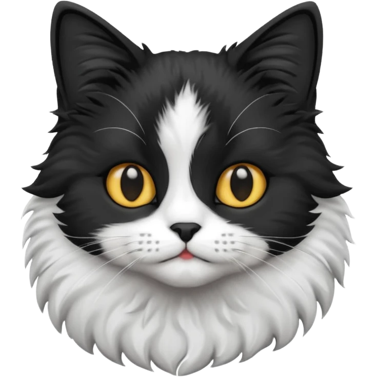 Cute cat black and white stain emoji