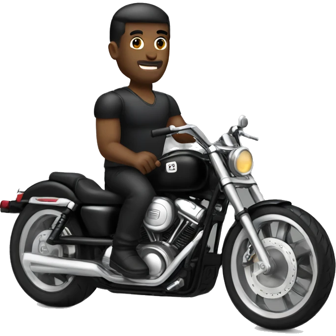 Muscle white man in black custom bike emoji