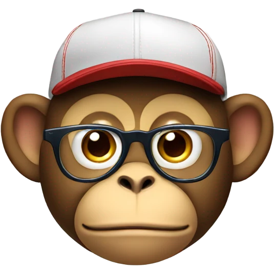 Fat Monkey with glasses and a baseball cap emoji