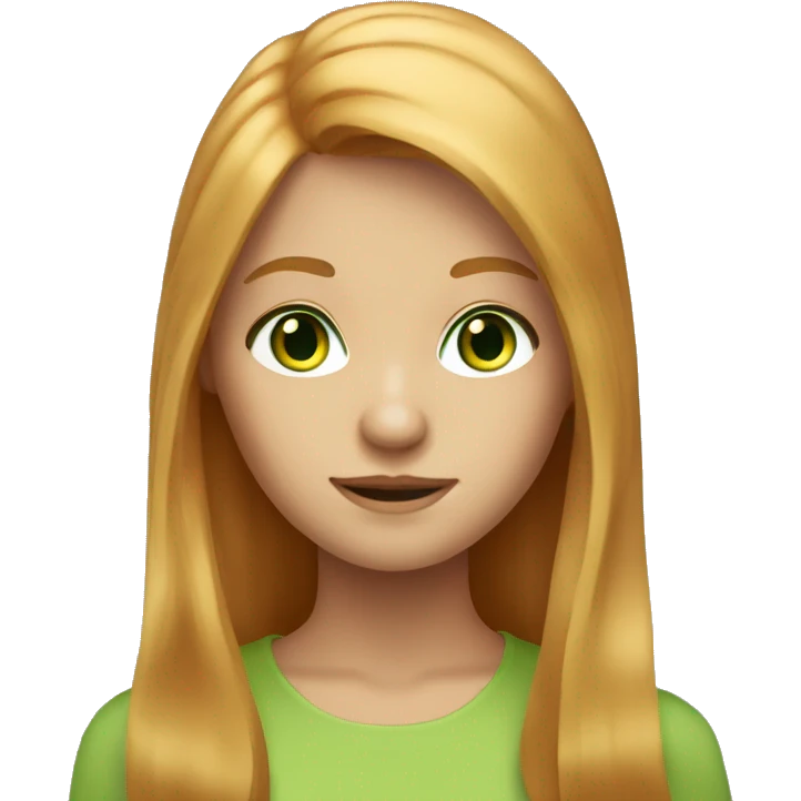 Reddish blonde Long hair girl green eyes emoji