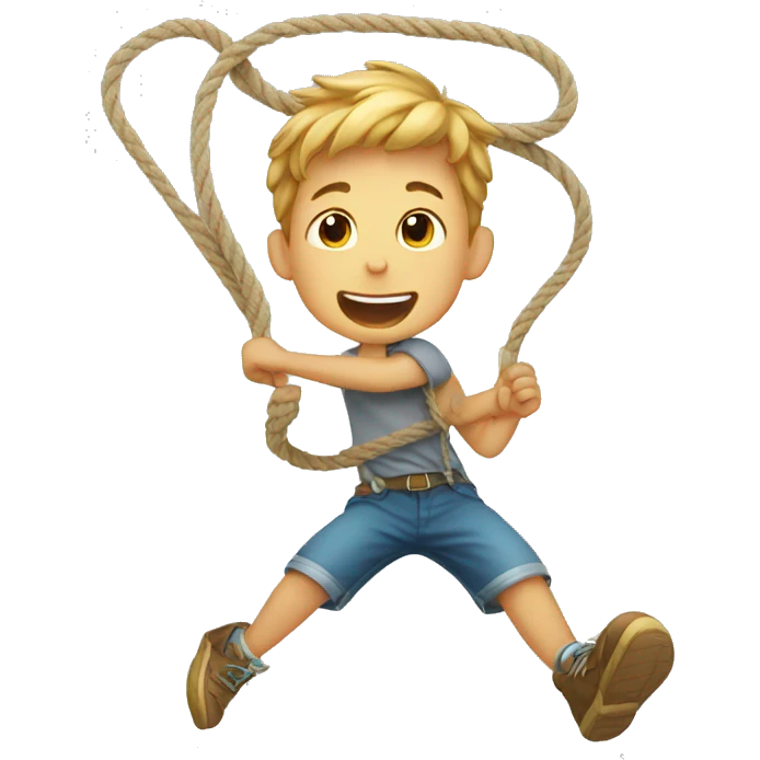 Boy jummping with a rope emoji