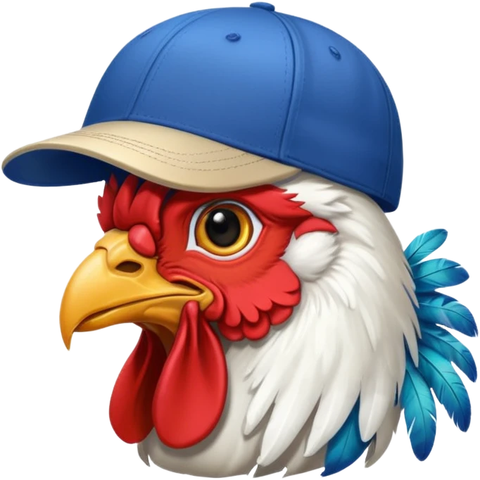 rooster wearing baseball cap emoji